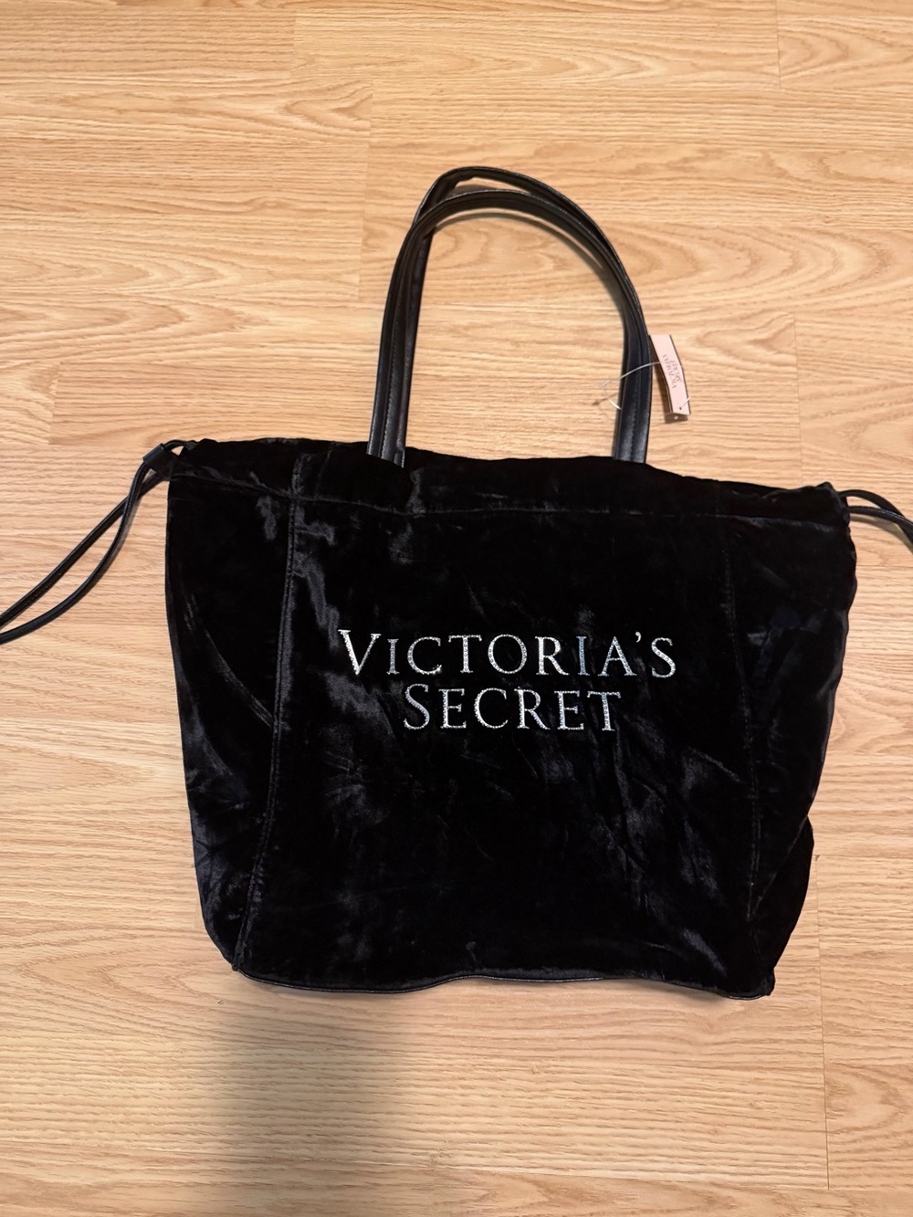 Victoria's Secret Black Velvet Logo Tote